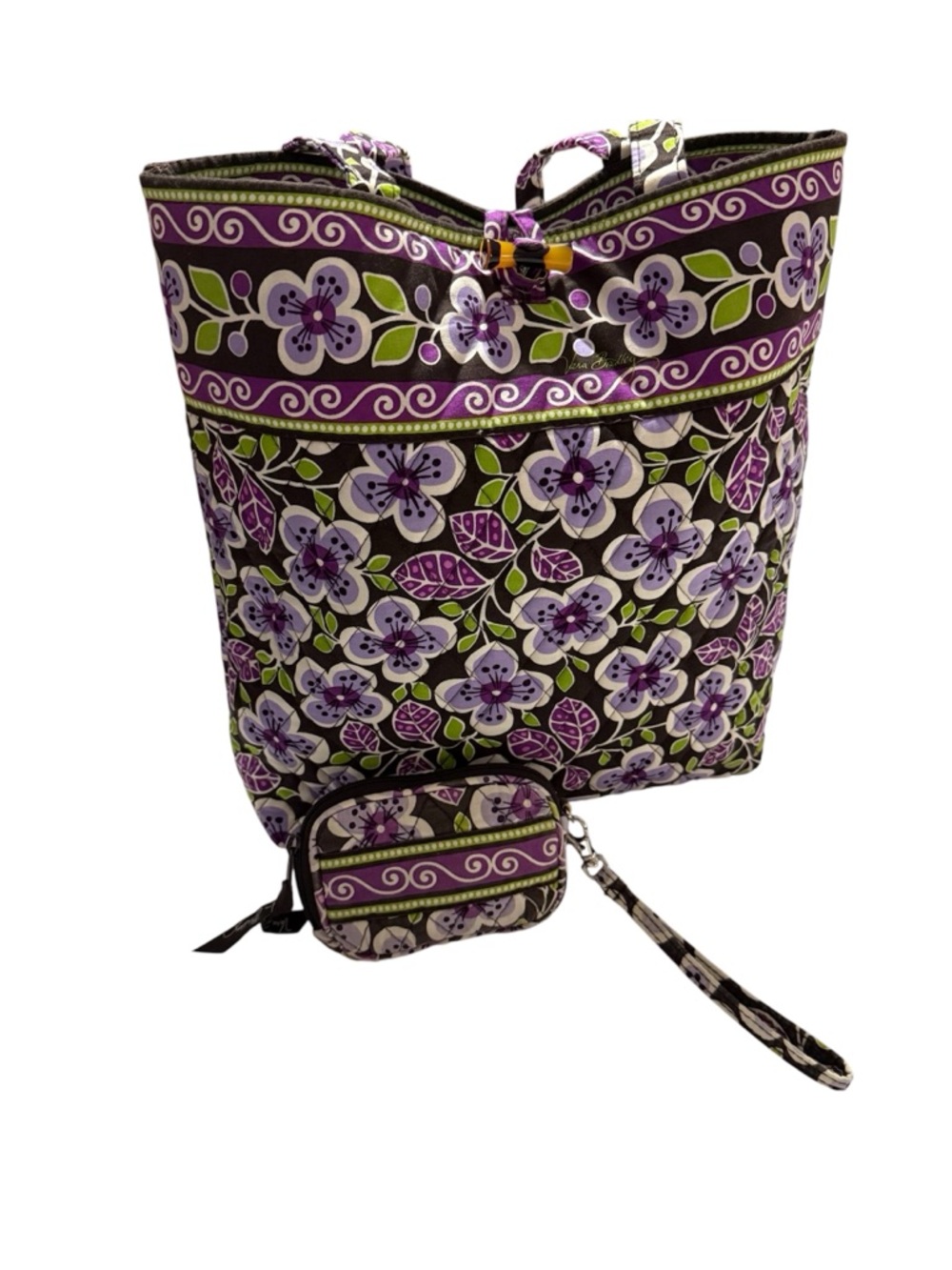 Vera Bradley Plum Floral Tote + Matching Wristlet Set | Retired Print - Picture 2 of 13